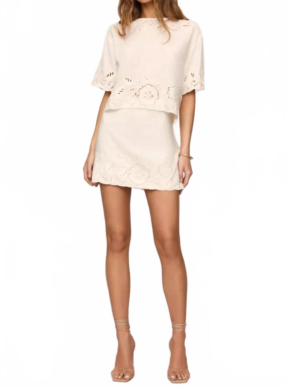 NEW Z SUPPLY daya embroidered linen mini skirt in white